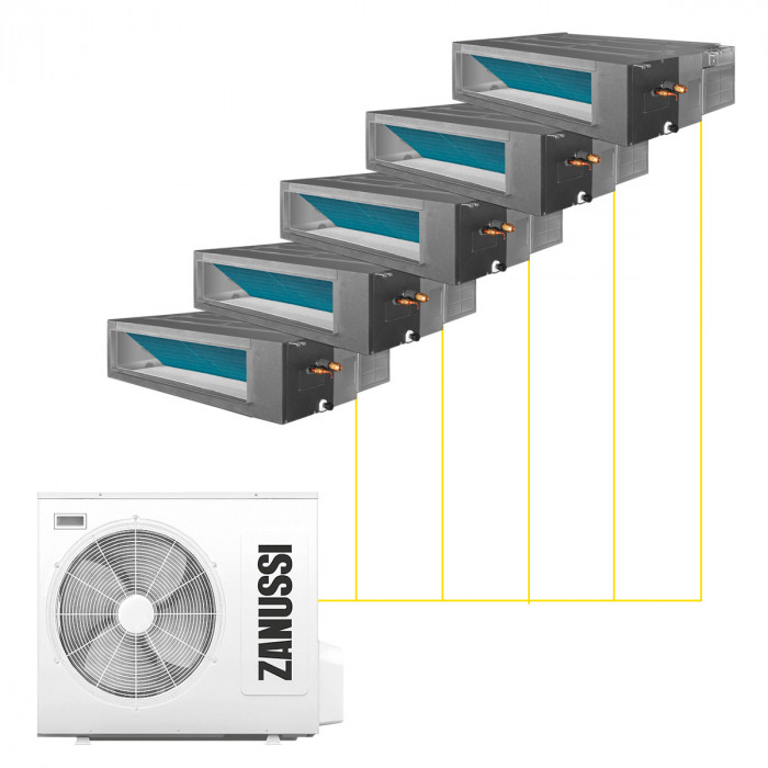 Канальная мульти-сплит-система Zanussi Multi Combo ERP DC на 5 комнат
